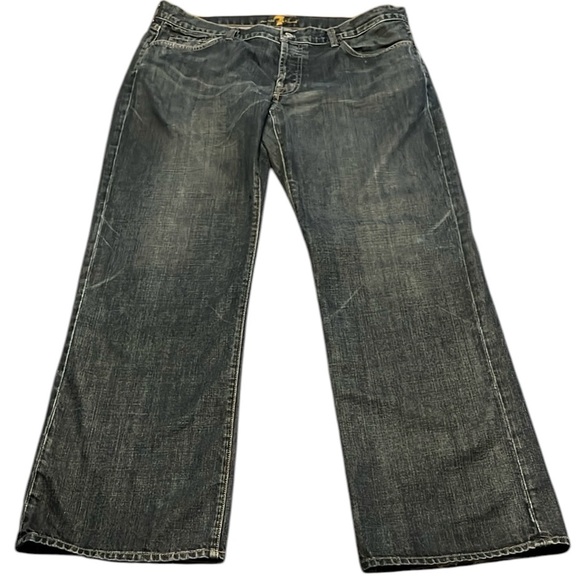 7 For All Mankind Relaxed Denim Blue Jeans Size 38 7FAM Button Fly - Picture 1 of 5